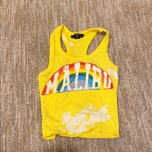 Flowers by Zoe Yellow Kids Tank Top with Rainbow Print